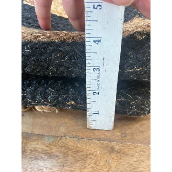 Unbranded Jute Tote Bag Large 20" Double Strap Shoulder Brown Striped 100% Jute - Picture 11 of 11